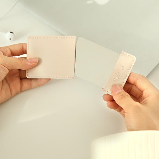 FaSoLa不锈钢化妆镜随身镜子 便携化妆镜简约小镜子女补妆学生皮革手持梳妆镜 商品图3