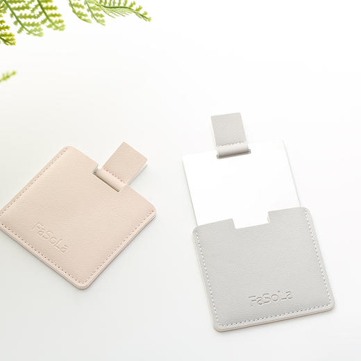 FaSoLa不锈钢化妆镜随身镜子 便携化妆镜简约小镜子女补妆学生皮革手持梳妆镜 商品图1