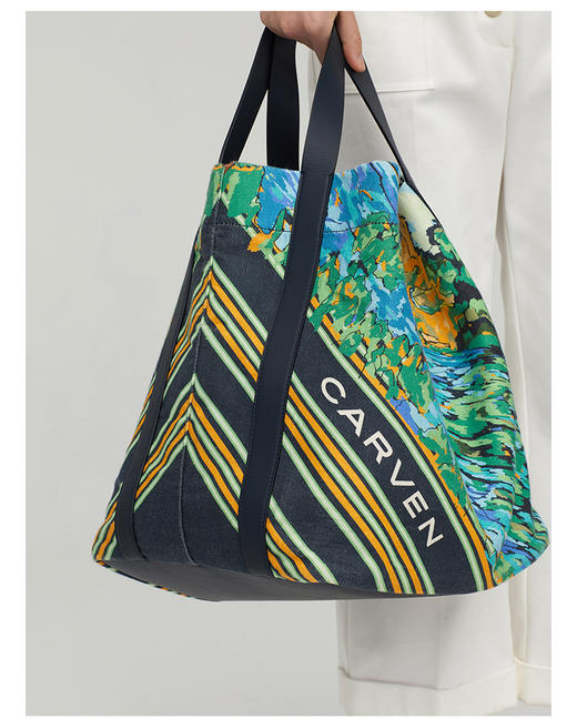 ICICLE卡纷2020夏季新款520限定印花斜纹亚麻手提包tote包6C183116087A 商品图0