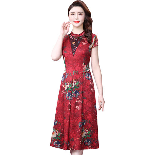 WXY-2826W夏新款收腰复古真丝裙 商品图3