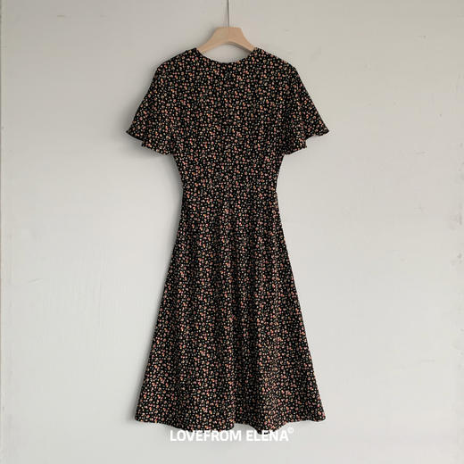 黑色V领碎花连衣裙 商品图7