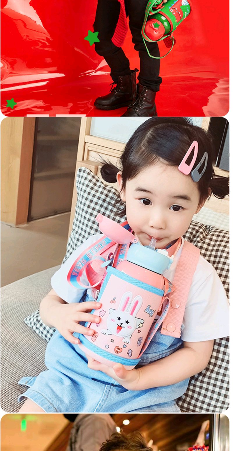 到店优惠正品熊本士水杯三盖多功能儿童保温壶316不锈钢620ml四种图案