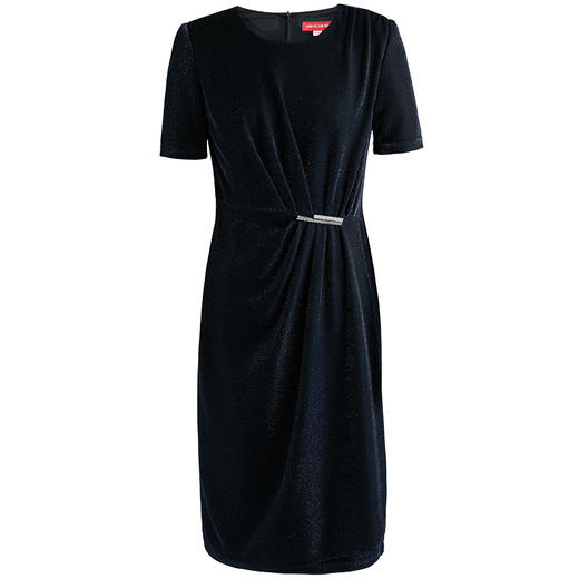 皮尔卡丹女装季新款蓝色短袖亮面连衣裙P0242DS20N0
 商品图4