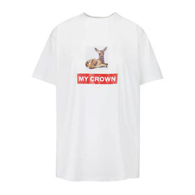 【一】BURBERRY 博柏利  春夏新款 明星同款女士短袖T恤  MY CROWN小鹿斑比印花纯棉圆领Tee  8013664 A1464