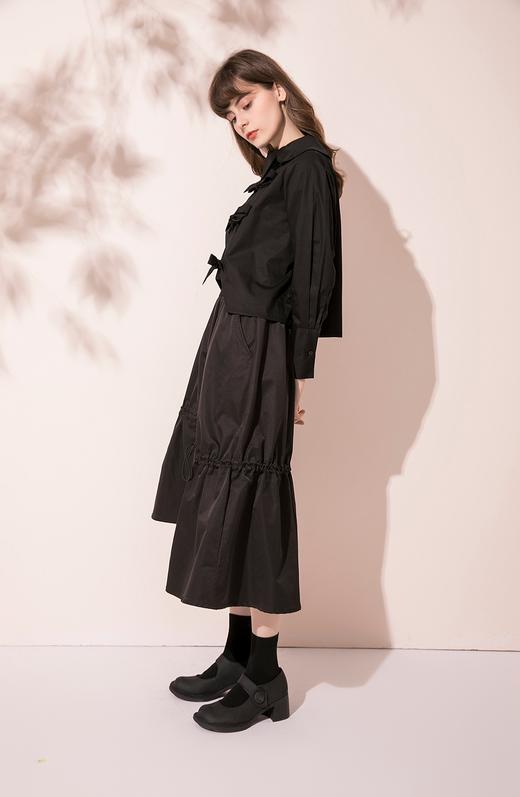 『04款 · 搭』复古经典荷叶领衬衫 黑色｜猫大 商品图2