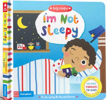 英文原版绘本Big Steps I'm Not Sleepy Helping 我不困 幼儿生活习惯养成纸板翻翻书2-6岁儿童启蒙睡前故事亲子读物 帮助儿童入眠 商品图0