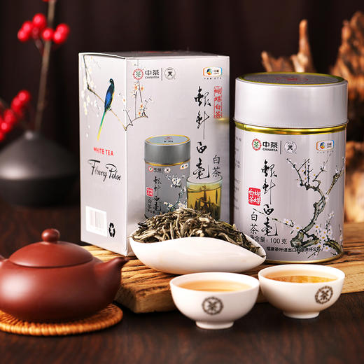 中茶蝴蝶牌银针白毫100g罐装散茶W901特级福鼎白茶中粮出品 商品图1