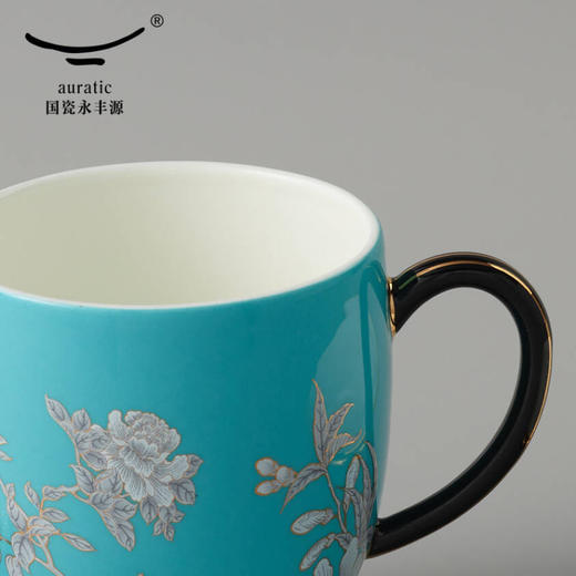 auratic国瓷永丰源 水墨牡丹陶瓷盖杯家用带盖泡茶杯子办公室喝茶杯 3件套盖杯 商品图3