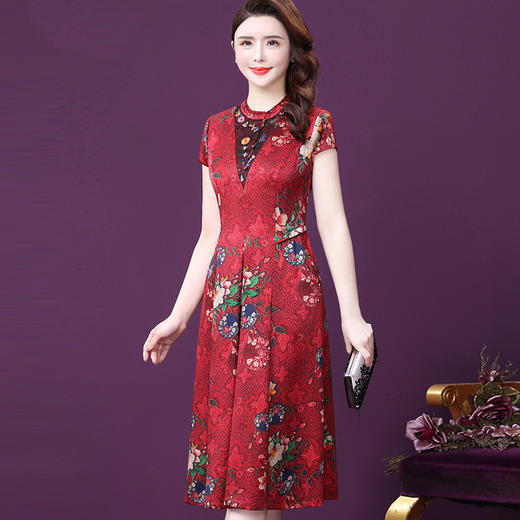 WXY-2826W夏新款收腰复古真丝裙 商品图0