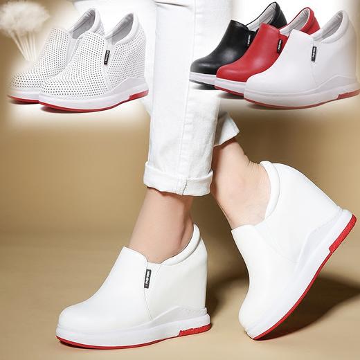 MX-091001真皮10cm内增高女鞋高跟小白鞋 商品图0