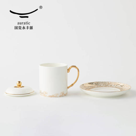 auratic国瓷永丰源 先生瓷海上明珠黄金版会议杯 陶瓷马克杯办公室会议水杯带盖 茶杯 会议杯(黄金) 商品图2