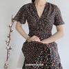 黑色V领碎花连衣裙 商品缩略图0