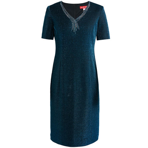 皮尔卡丹女装夏季绿色V领短袖一步裙时尚中长款连衣裙P0242DS09G0
 商品图4