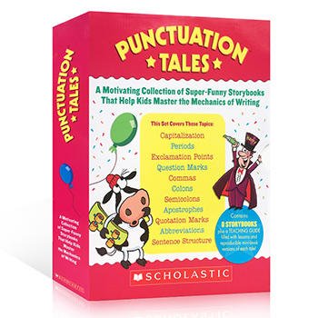 英文原版 Scholastic Punctuation Tales 8册盒装+家长手册 标点符号 趣味认知故事集 sight word tales同系列 家庭培训班教育教材 商品图0