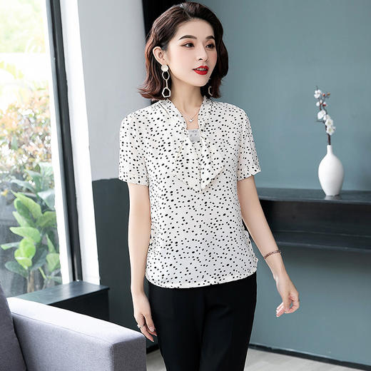 MQ-3026-2夏季薄款气质垂感短袖雪纺衬衫YY 商品图2