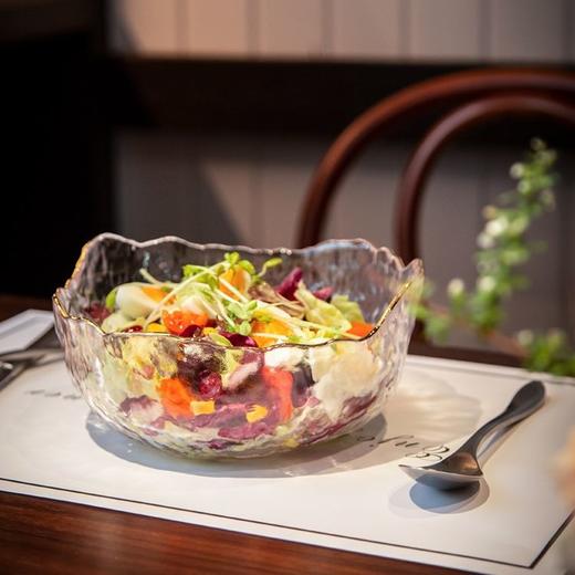 无铅水晶锤纹玻璃沙冰川拉碗 | 日式创意透明冰碗 金边水果盘甜品碗， 商品图2