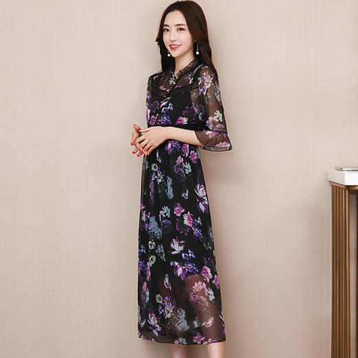 原价498特卖价72丝柏舍女装夏装新款女装气质优雅喇叭袖收腰长款