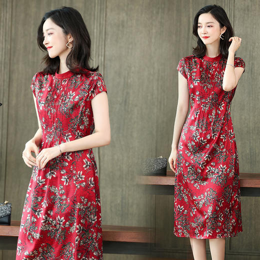 上海旗袍厂ASE-6668印花时尚真丝连衣裙 商品图0