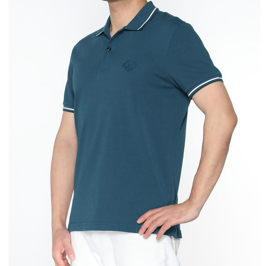 Marco Azzali 墨绿色小豹头刺绣POLO衫 T5259701 商品图2
