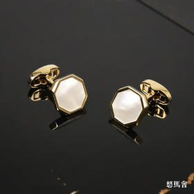 八角形天然深海贝母袖扣