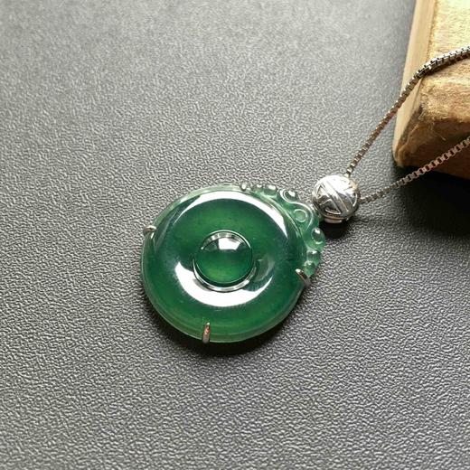 冰种湖水绿翡翠福在眼前18k白金镶嵌 商品图2