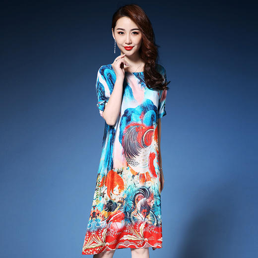 DYSL-Q4286春夏宽松舒适新款优雅真丝连衣裙 商品图1