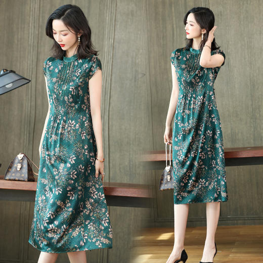 上海旗袍厂ASE-6668印花时尚真丝连衣裙 商品图2