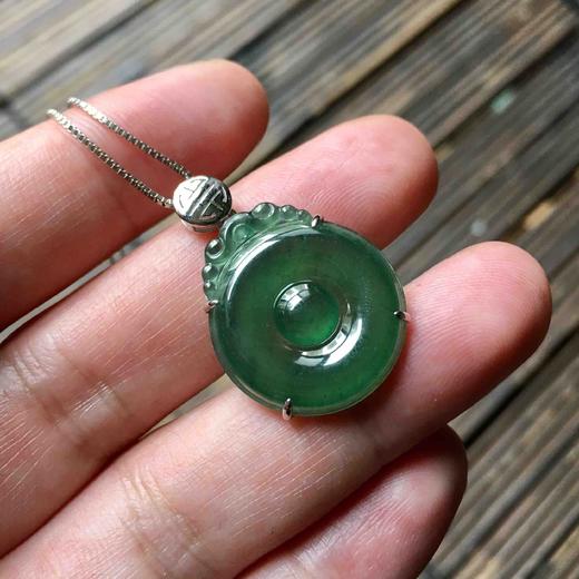 冰种湖水绿翡翠福在眼前18k白金镶嵌