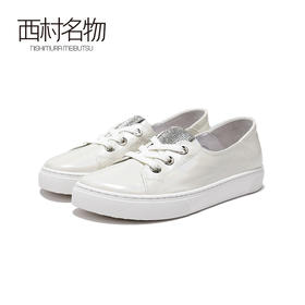 西村名物2020春款小白鞋女平底圆头软底一脚蹬休闲舒适单鞋X20AM10181