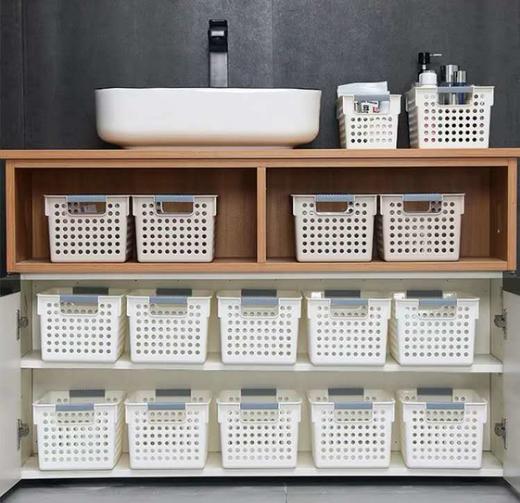 日式镂空收纳盒 厨房收纳筐家用浴室塑料储物盒篮客厅桌面零食水果2.6 商品图3