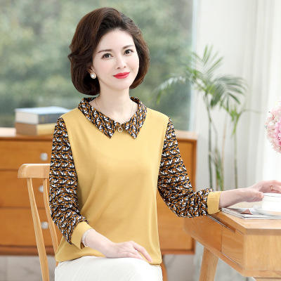 fw 765-2177 小衫翻领40岁女t恤2020新款衬衫中老年时尚宽松上衣