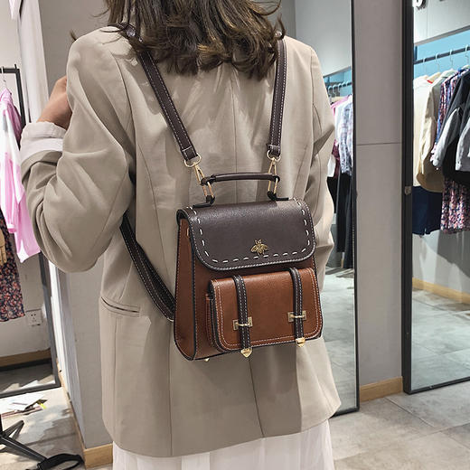 【PU迷你多用女士小背包】女包双肩包韩版撞色时尚单肩箱包 商品图0