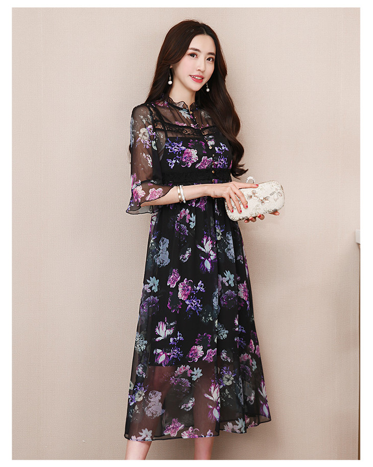 原价498特卖价72丝柏舍女装夏装新款女装气质优雅喇叭袖收腰长款