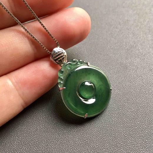 冰种湖水绿翡翠福在眼前18k白金镶嵌