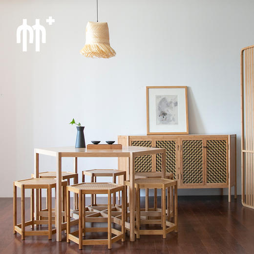 竹加|六合茶桌凳组合竹茶桌椅组合新中式禅意凳子简约餐桌休闲桌 商品图0