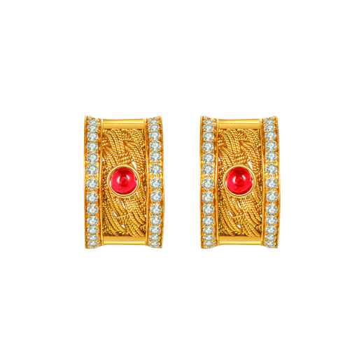 【熙】熙缘·花丝席纹耳饰 商品图0