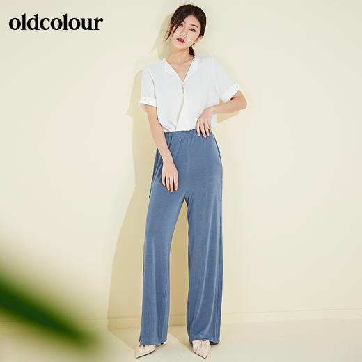 oldcolour夏季薄款阔腿宽松家居休闲裤女垂感舒服长裤女打底百搭BM21073018 商品图3