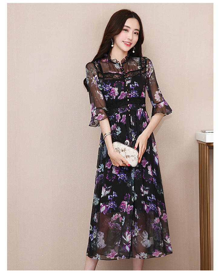 原价498特卖价72丝柏舍女装夏装新款女装气质优雅喇叭袖收腰长款