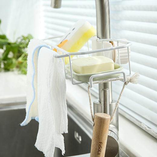 FaSoLa 水龙头置物架 厨房沥水家用免打孔水槽水池抹布夹式收纳架 商品图4