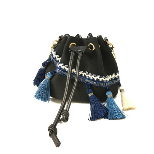 【链条单肩包斜挎小包】包包夏季韩版民族风帆布水桶包女流苏箱包 商品图5