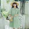 2020夏季新款女装小清新学生裙韩版娃娃领大码宽松连衣裙果绿色 商品缩略图0