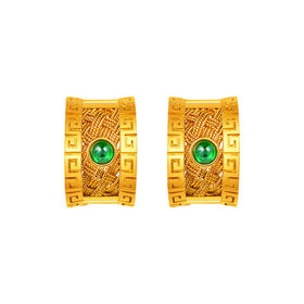 【熙】熙缘·花丝席纹耳饰 熙缘中国结松石耳饰