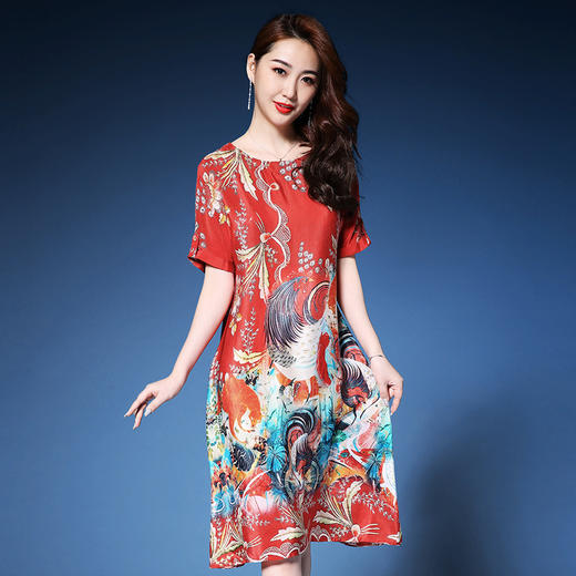 DYSL-Q4286春夏宽松舒适新款优雅真丝连衣裙 商品图2