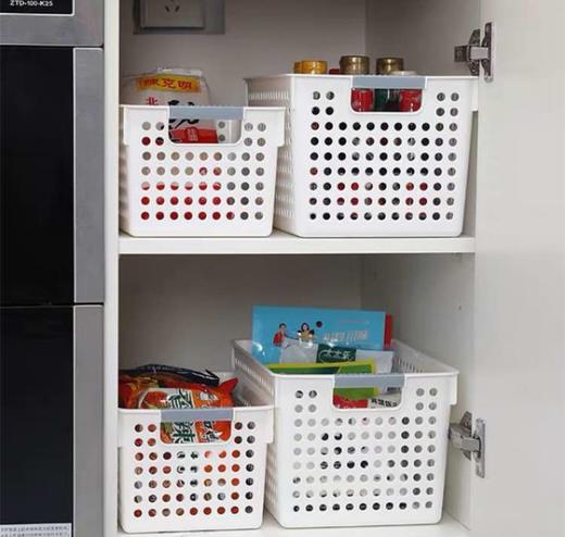日式镂空收纳盒 厨房收纳筐家用浴室塑料储物盒篮客厅桌面零食水果2.6 商品图1