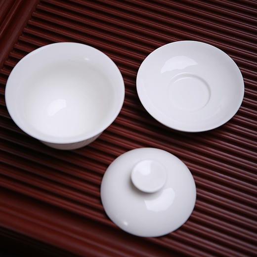 【盖碗/茶壶】定制玉瓷3.5寸志贵盖碗甜白瓷三才盖碗 商品图1