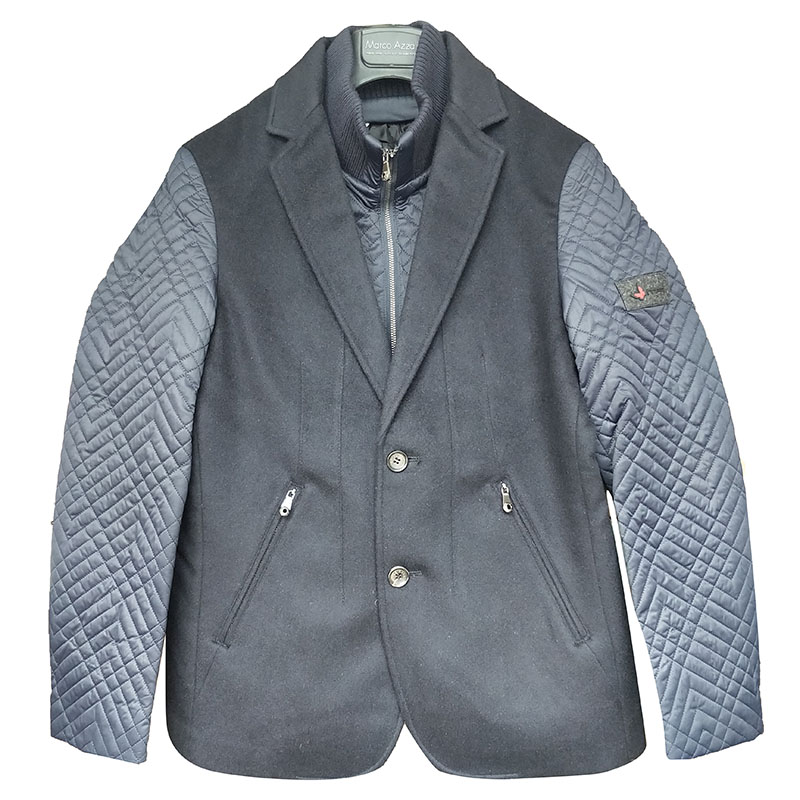 Marco Azzali 藏青羊毛混纺棉服 M3507200