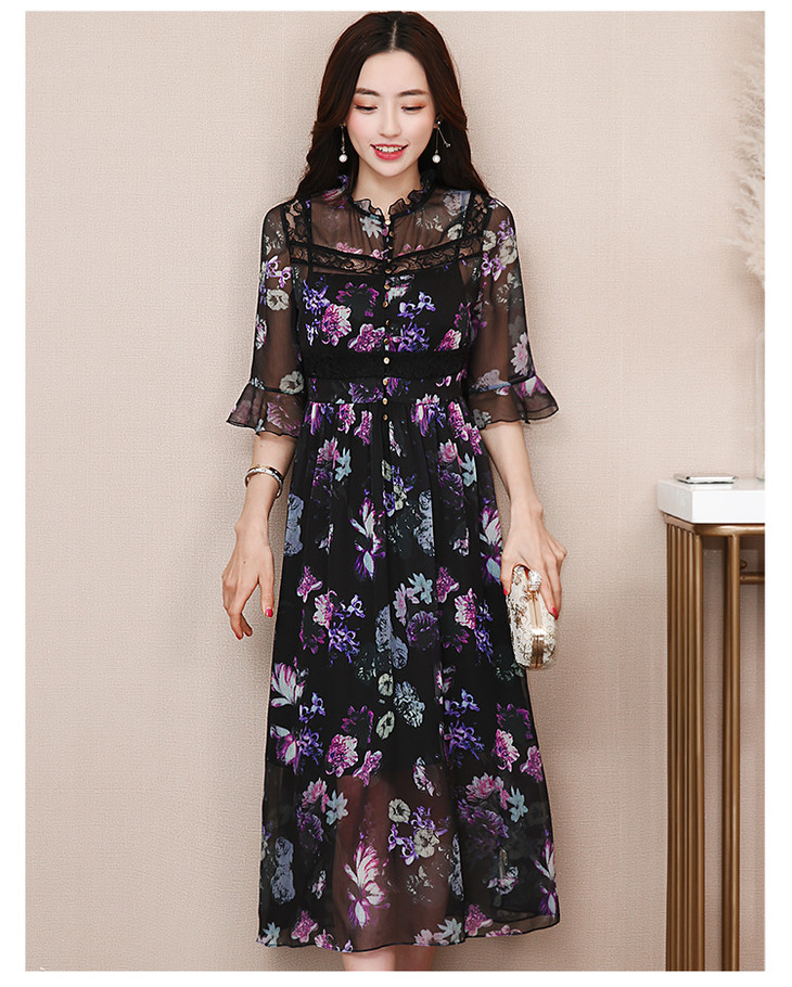 原价498特卖价72丝柏舍女装夏装新款女装气质优雅喇叭袖收腰长款