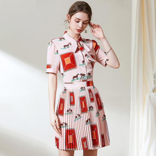 QPE-T205382夏季新款女装百褶裙两件套 商品图0