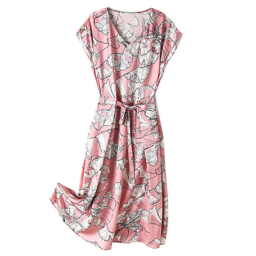 上海旗袍厂ASE-6678收腰印花真丝连衣裙 商品图4