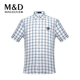 M&D/名盾新款 休闲短袖 中青年纯棉 两色格子衬衫男商场同款